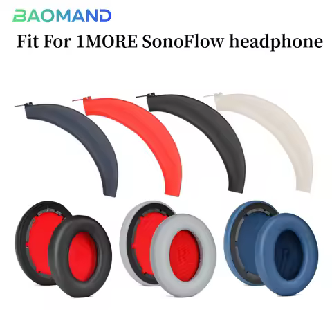 1 set Replacement Ear Pads Earpads Headband for 1MORE SonoFlow Headphones Memory Foam Ear Cushion Co