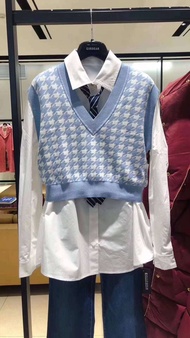 Gocha New 2025 Spring Autumn Versatile V-neck Tweed Sleeveless Wool Knitted Layering Vest Womens Reg