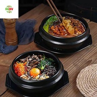 RADIV Casserole Clay Pot, 16cm Size Anti-scald Korean Stone Pot, Stew Pot Black Classic Heat-resista