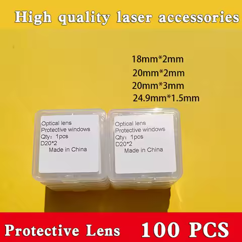 100PCS Laser Protective Lens 18x2 24.9x1.5 20x2 20x3 Fiber Laser Machine Lenses for Precitec Raytool