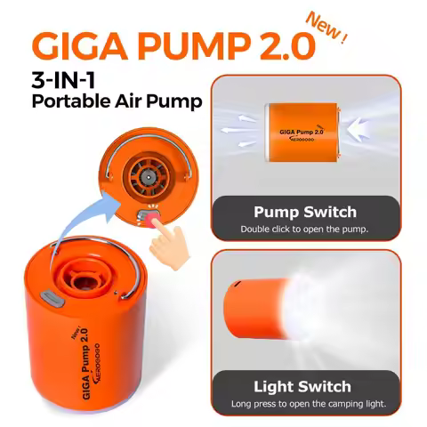 New GIGA Pump 2.0 Mini Air Pump 3 in 1 Outdoor Camping Lantern Vacuum Pump For Mattress Swimming Rin