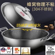 [32CM/36CM/38CM/40CM] Full Screen Honeycomb Stainless Steel Wok (Ready Stock)
