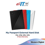 WD Western Digital My Passport USB3.0 Portable External Hard Disk Drive - Red/Blue/Black/White (1TB/