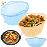 2Pcs Silicone Slow Cooker Liners Fits 6-10 QT Orange and Blue Silicone Pot Liners  Reusable Cooking 