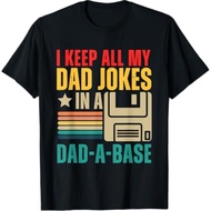 Funny Dad Jokes In Dad-A-Base Vintage For Father'S Day Mens T-Shirt