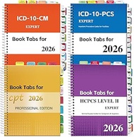 Index Tabs for CPT, AAPC Version ICD-10-CM, HCPCS Level II & ICD-10-PCS 2026, 4 Set Bundles Set (Boo