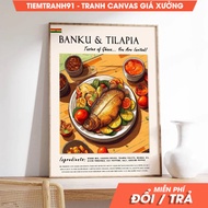 Wall paintings, Banku and Tilatia Ghanaian Food, Ghana Art, Kitchen decor, included hanging nails, p
