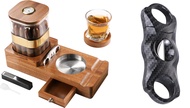 SWEWARM Cigar Humidor and Cigar Ashtray Set & Sharp Blade Cigar Cutter, Wooden Cigar Ashtray Set wit
