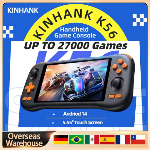 KINHANK K56 Handheld Game Console 5.5'' Touch Screen 50 Emulators PS1/PSP/DC/SS 5000mAh WIFI5 Androi