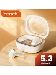 Toocki Tws 5.3藍牙耳機,數字顯示無線耳塞,入耳式運動降噪耳機,防水400毫安時耳機