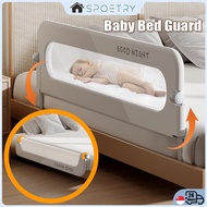 【SG-SPOETRY】Foldable Bed Guard Baby Bed Fence Adjustable Height Anti-Fall Safety Bed Gate for Crib S