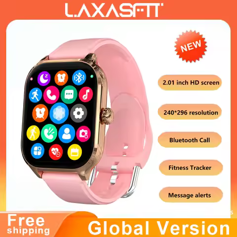 LAXASFIT 2026 New Fashion Smart Watch Heart Rate Monitor Sports Fitness Watch Waterproof Voice Call 