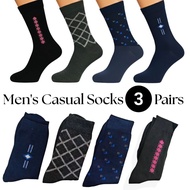 [3 Pairs] Men Socks Casual & Formal Patterned Long Socks Office Work Socks Stockin Panjang Stockin L