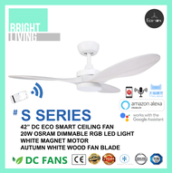 ECO-AIRX S Series 36/42/46/52/56" Dc-Eco Smart Ceiling Fan (SMART Wifi Enabled) + 20W Osram Dimmable RGB LED Light Kit (FREE INSTALLATION)