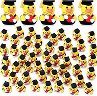 Gejoy 50 Pcs Mini Graduation Rubber Ducks 1.6 Inch Class of 2025 Duck Figurines Bulk with Graduation