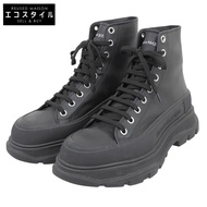 Alexander McQueen 男士黑色 Tread Slick 靴子，尺寸 43 1/2D (627206)，成色極佳，二手。