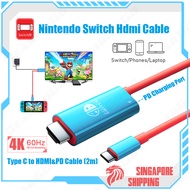🇸🇬[Ready Stock] For Nintendo Switch NS / Oled TV Dock Type C USB C TO HDMI Cable PD Charging Cable 4K HDMI 100W PD Fast Charging Cable Compatible with Laptop PC Phones Tablet