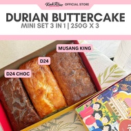 Kek Durian D24 Musang King Coklat 3 in 1 / Kek Cempedak by KakRiez Moist Buttercake 3 x 250g Halal M
