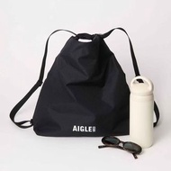 ⭐️AIGLE⭐️黑色抽繩雙肩包 背包 單肩包 後背包 束口包