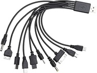 10 in 1 USB Cables - 20CM/7.87in Universal USB to Multi Plug Cell Phone Charger for Smartphones