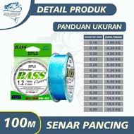 AQUASEA Tali Pancing Bass FLUOROCARBON 100M Warna Biru Senar Pancing Fishing Line