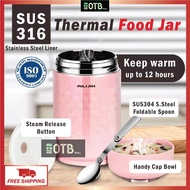 OTB 1.0L SUS316 Vacuum Food Jar Thermal Cooker Pot With Steam Release Thermos Vacuum Steel Hot Food 