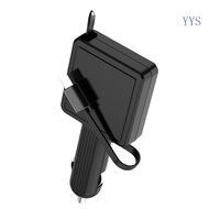 YYS USB C Car Charging Adapter 30W with 80CM Retractable USB C Cable for Smartphones