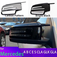 Carbon fiber pattern mirror cover Black mirror cover Overlay for Mercedes Benz W176 W246 W204 W212 W