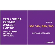 TPG / Simba Prepaid Wallet Top‑Up – Instant $30, $40, $50 & $100 Main Balance Recharge