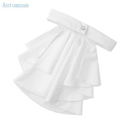 AUTU Classical White Ruffled Jabot Tie Neck Faux Collar for Elegant Historical Dress