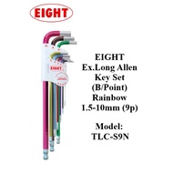 EIGHT Ex.Long Allen Key Set (Ball Point) Rainbow 1.5-10mm (9p) - Model: TLC-S9N