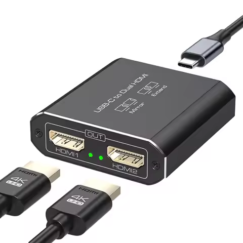 Navceker 2 Port USB C Hub to Dual HDMI Splitter 4K 60HZ Dual Screen Type C Docking Station For Macbo