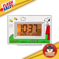 [ JAPAN IMPORT ] JAPAN SNOOPY SPECIAL 8RZ187-M03 Alarm Clock Character Radio Digital R187 Temperature Humidity Day Calendar Display White Rhythm
