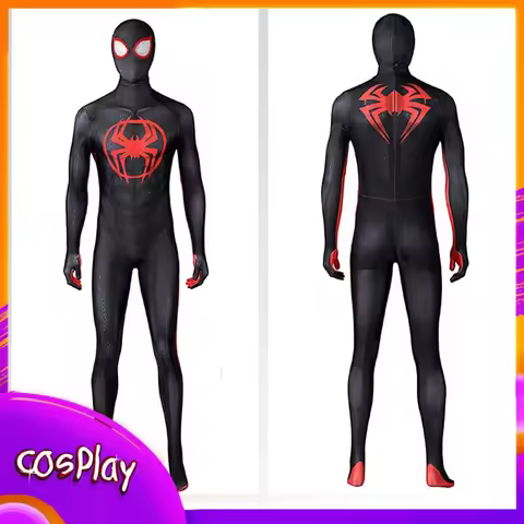 Spider Man Across The Spider-Verse Cosplay Costume Miles Morales Superhero Jumpsuit Halloween Comic-