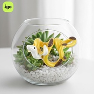 [IGO] Cute Resin Snake Plant Pot Hugger Hand-Painted Small Figurine for Indoor Outdoor Bedroom Offic