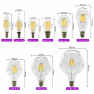 LED Bulb AC 220V C35 G45 A60 ST64 Lamp E14 E27 LED Filament Light 4W 6W Glass Ball Bombillas Edison 