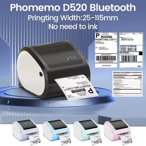 Phomemo D520 BT Shipping Label Printer Wireless Thermal Label Printer for Business Thermal Sticker P