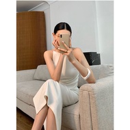 Ruida Luxury Sling Dress - One Shoulder Sleeveless Long Split Skirt