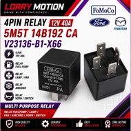 4PIN 12V 40A  MAZDA FORD FoMoCo 5M5T 14B192 CA V23136-B1-X66 relay fuelpump/aircond/lamp/horn/switch