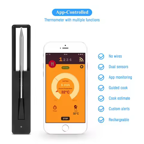 Meat Food Steak Thermometer Wireless Digital Bluetooth Barbecue Accessories for Oven Grill BBQ Smoke