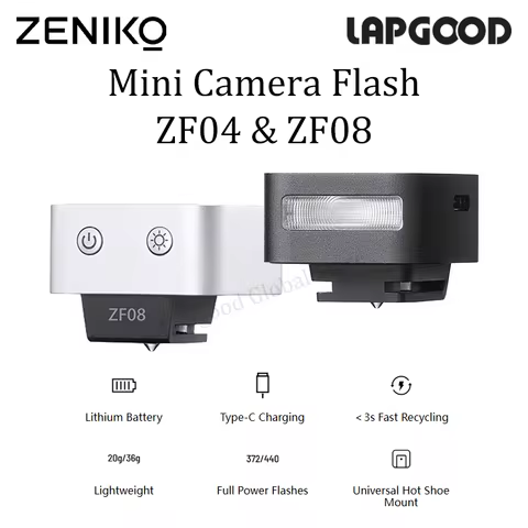ZENIKO Mini Camera Flash ZF04 ZF08 Universal Hot Shoe Camera Flash For Fuji XT5 X100 XM5 Sony ZVE10 