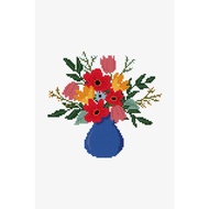 BRIGHT BOUQUET Cross Stitch Kit Picture Size 6.5" x 6.1"