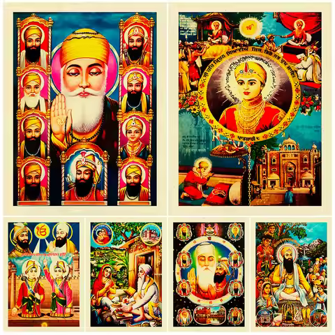 Vintage Guru Nanak Sikhism Religion Posters Wall Pictures For Living Room Decoration Poster Wall Art