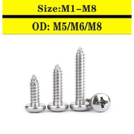 【 Quick Shipping 】 304 round head self tapping screw, wood screw, cross self tapping screw M5M6M8