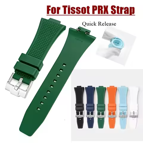 12mm Quick Release Rubber Strap for Tissot PRX Powermatic Soft Sport Liquid Silicone Watchband Unive