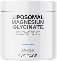 Codeage Liposomal Magnesium Glycinate Supplement, 2-Month Supply, Bisglycinate Magnesium Chelate, Ch
