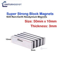 50mm x 10mm x 3mm Magnet N35 Rare Earth Neodymium Magnet Strong Magnet Rectangular Magnet
