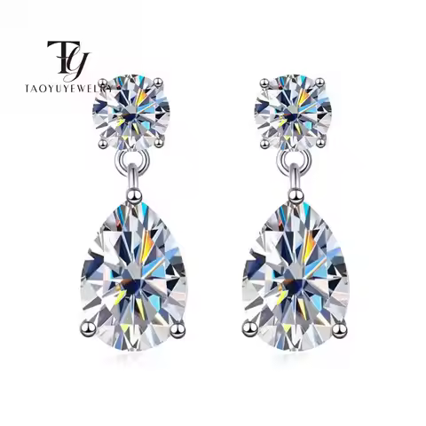 Taoyu 3CT 925 Sterling Silver Moissanite Earrings For Women Men Zircon Drop Earrings Minimalist Fine