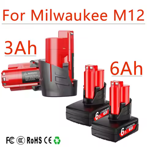 12V Battery 3Ah 6Ah Rechargeable Battery For Milwaukee M12 Cordless Tools 48-11-2402 48-11-2411 48-1