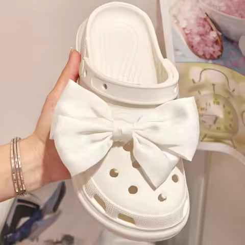 1Pair Diamond Bow Shoe Charm for Crocs Jibbitz Sandals Shoes Charms Decor Cute Fashion DIY Shoe Acce
